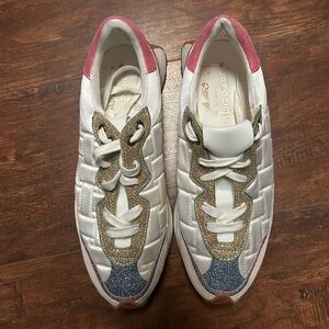 Kurt Geiger London Quilt Trainer sneakers white, pink, & gray colorway sz 40